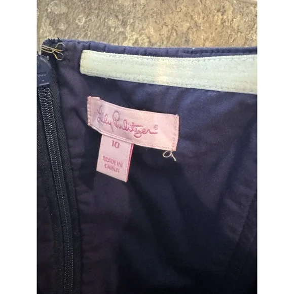 Lilly‎ Pulitzer Lottie Navy Cherry Floral Strapless Dress size 10 EUC - Picture 5 of 5